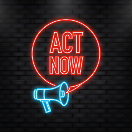 Neon Icon. Red button on white backdrop. Call business icon. Vector web button. Vector illustrationのイラスト素材