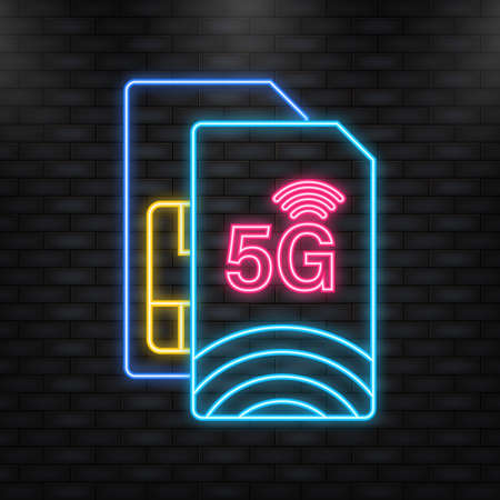 5G Sim Card. 5G technology backgroundのイラスト素材