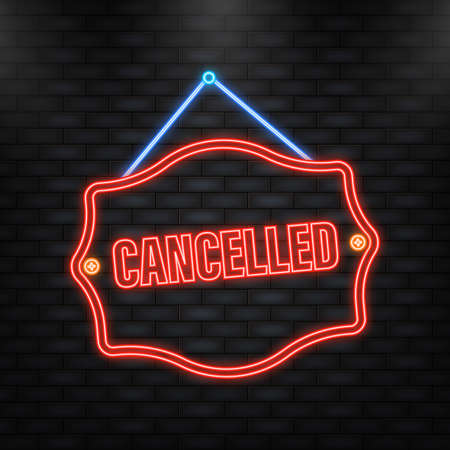 Neon Icon. Illustration with red cancelled. Red textured illustration. Vintage icon for banner designのイラスト素材