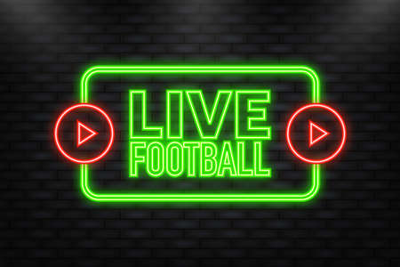 Neon Icon. Live Streaming Icon, Badge, Emblem for broadcasting or online tv stream. Vector in flat design styleのイラスト素材