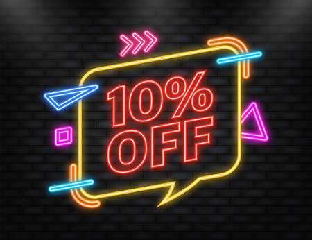 Trendy flat advertising with 10 percent discount flat badge for promo design. Poster badge. Business design. Vector illustration.のイラスト素材