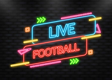 Neon Icon. Live Football streaming Icon, Badge, Button for broadcasting or online football streamのイラスト素材