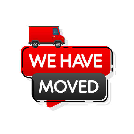 Color we have moved thin line bubble. concept of locator land mark like ecommerce delivery or transfer labelのイラスト素材