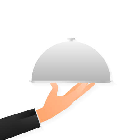 Abstract hand with plate for concept design. Illustration vector graphicのイラスト素材