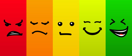 Credit score meter with different emotions vector concept isolated on white backgroundのイラスト素材