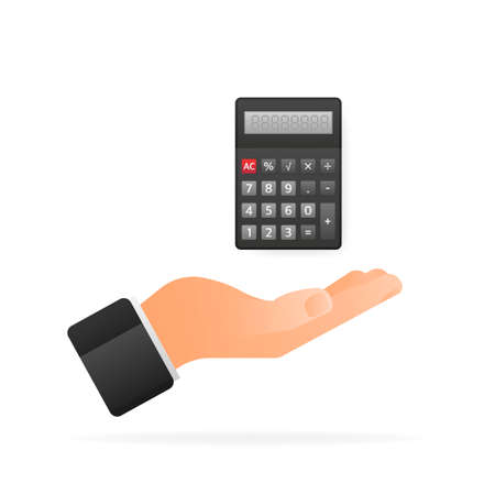 Modern cartoon illustration with calculator for web design. Financial management conceptのイラスト素材
