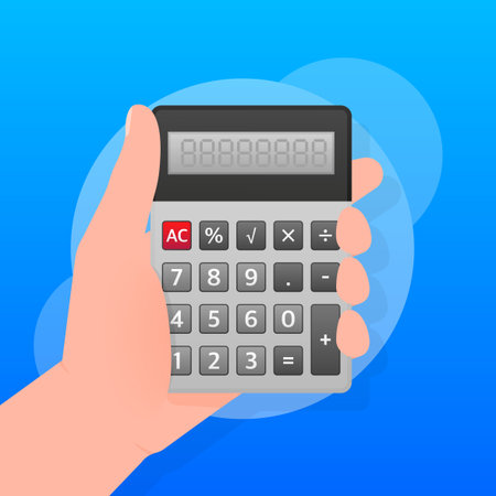 Modern cartoon illustration with calculator for web design. Financial management conceptのイラスト素材