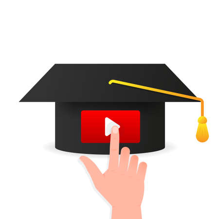 Modern flat illustration with online education for web background design. Isometric vector illustrationのイラスト素材