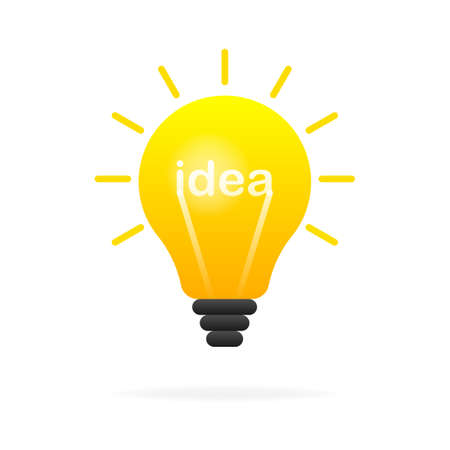 Idea lamp in cartoon style. Isolated background. Realistic vector illustration. Simple vector illustrationのイラスト素材