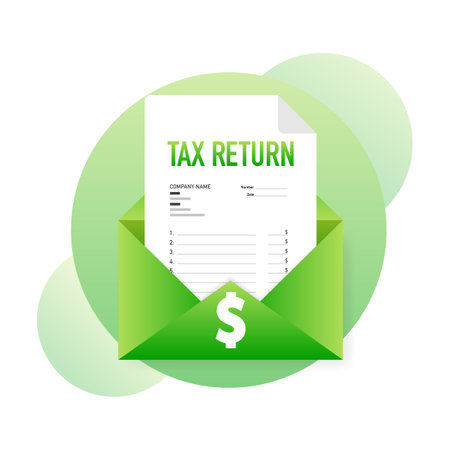 Flat icon. Tax return, great design for any purposes. File management. Business iconのイラスト素材