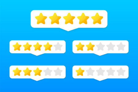 Rating stars badges on a white background. Vector illustrationのイラスト素材