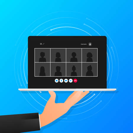 Video call windows for different screen sizes. Vector illustrationのイラスト素材
