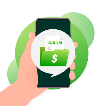 Flat icon. Tax return, great design for any purposes. File management. Business iconのイラスト素材