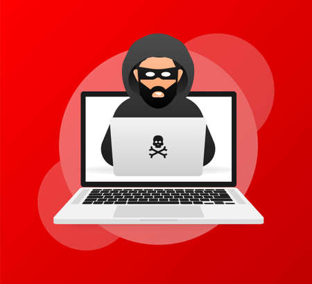 Hacked, great design for any purposes. Internet technology. Cyber crime, hacker attack. Phishing scam.のイラスト素材