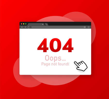 404 error page not found isolated in red background. Vector illustrationのイラスト素材