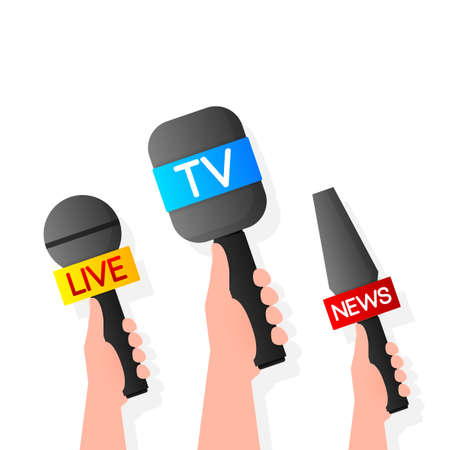 Flat infographic with mass media. Isometric vector. Business iconのイラスト素材