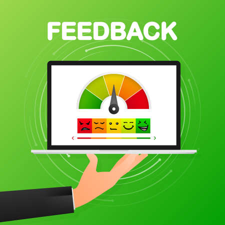 Feedback vector concept. Rank, level of satisfaction rating. Vector illustrationのイラスト素材