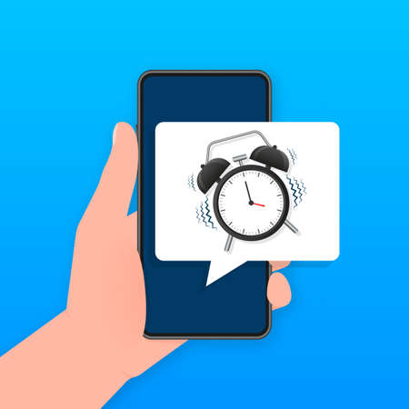 Alarm smartphone, great design for any purposes. Flat mockup. Sale poster. Reminder design mockupのイラスト素材