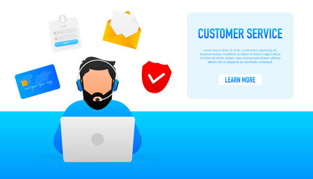 Customer support help service flat vector illustration. Vector isometric illustration.のイラスト素材