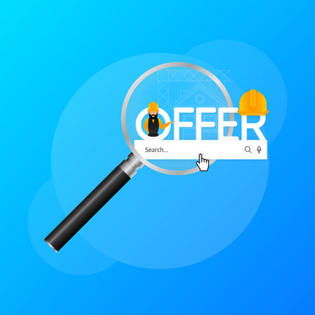Icon for web design with job offer. Creative vector illustration. Job interview vector illustration conceptのイラスト素材