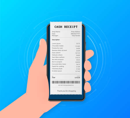 Cash receipt icon in a flat style isolated. Invoice sign. Vector illustrationのイラスト素材