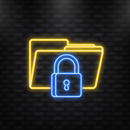 Private key, digital key. Neon icon. Cyber security concept. Futuristic serverのイラスト素材