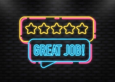 Great job bubble banner in 3D style on white background. Vector illustration. Neon icon.のイラスト素材