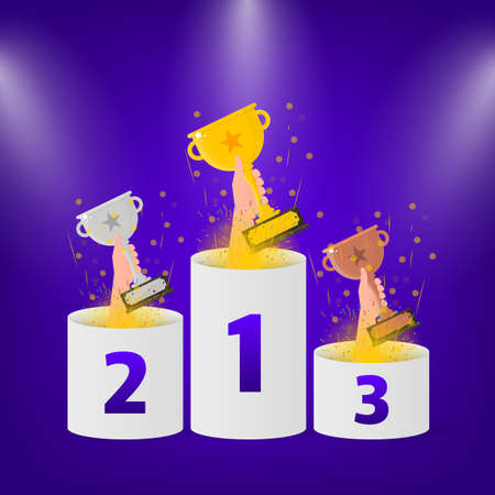 Winner prize, sport award, success concept. Mockup for concept design. Golden trophy clipartのイラスト素材