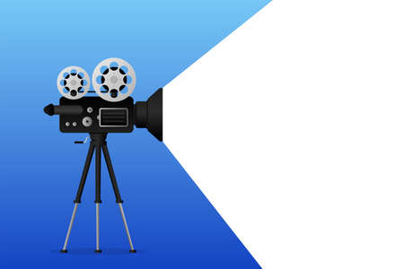 Movie projector, Retro cinema. Cinematography festival. Movie time. Vector illustration.のイラスト素材