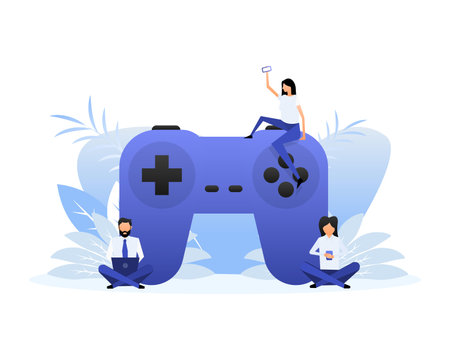 Flat joystick people for computer game design. Flat vector illustration
