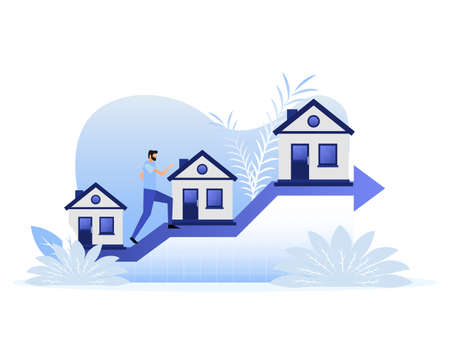 Housing price rising up. Real estate investment. Profit growth progressのイラスト素材
