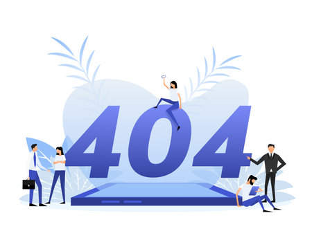 404, great design for any purposes. Flat style people. Internet network