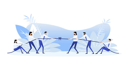 Cartoon icon with people chasm. Business concept. Team concept.のイラスト素材