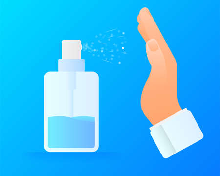 Disinfection sanitizer on transparent background. Vector 3d illustration.のイラスト素材