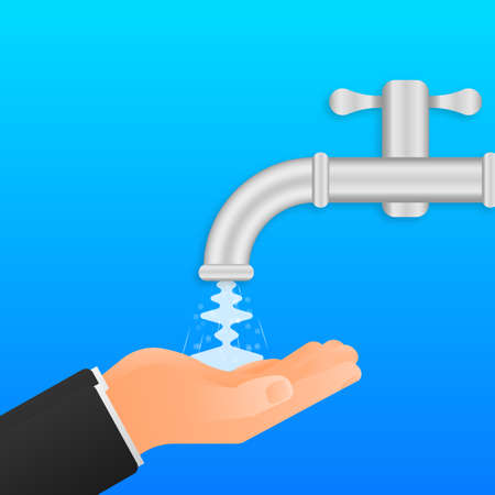 Washing hands. Safety during. Disinfection, skin care. Vector illustration.のイラスト素材
