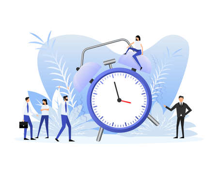 Flat icon with alarm people. Message notification. Calendar reminderのイラスト素材