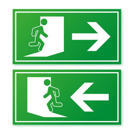 Exit sign. Emergency fire exit sign. Vector illustration.のイラスト素材