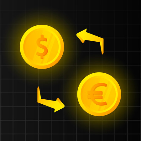Money exchange Euro and Dollar, Cash transfer, Finance. Vector illustration.のイラスト素材