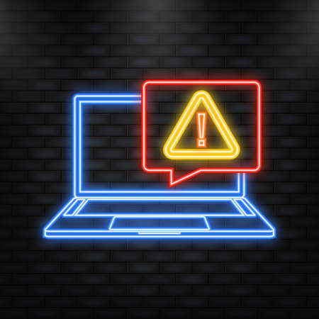 Scam alert message on laptop screen. Phishing scam. Danger risk note. Vector stock illustrationのイラスト素材