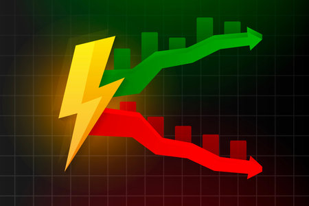 Electric price up and down. Utility bill increase. Electricity Prices. Vector illustration.