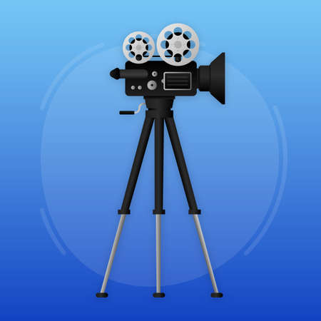 Movie projector, Retro cinema. Cinematography festival. Movie time. Vector illustration.のイラスト素材
