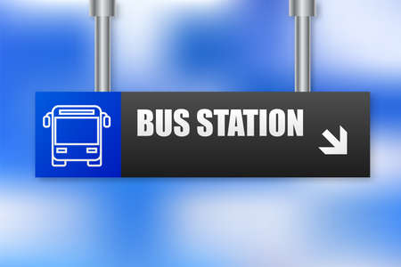 Bus stop sign. Simple transportation sign. Tourist bus. Vector illustration.のイラスト素材