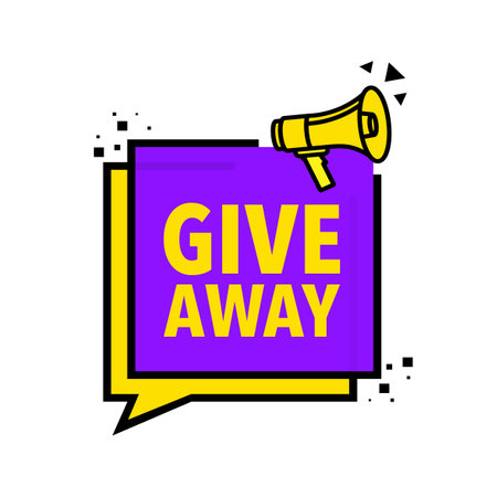 Giveaway Announcement Megaphone Label. Loudspeaker speech bubble.のイラスト素材
