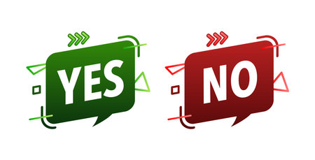 Yes and No button. Approved and Rejected. Yes no in speech bubble. Check marks.のイラスト素材