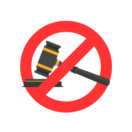 No Law and justice. Judge Wood Hammer. Vector illustration.のイラスト素材