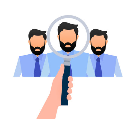 Find person for job. We are hiring. Searching for professional stuff.のイラスト素材