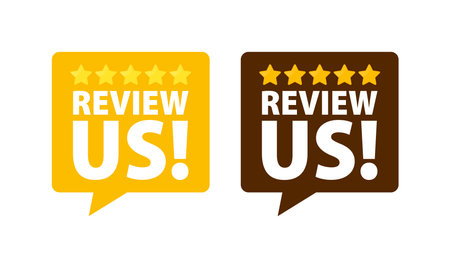 Review us. User rating label. Review and rate us starsのイラスト素材