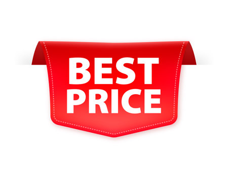 Best price red label with ribbon. Vector illustrationのイラスト素材