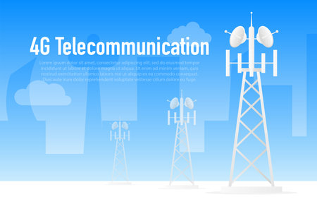 4g network technology. Internet systems telecommunication serviceのイラスト素材