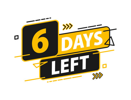 6 days left. Countdown discounts and sale time. 6 days left sign, label. Vector illustrationのイラスト素材